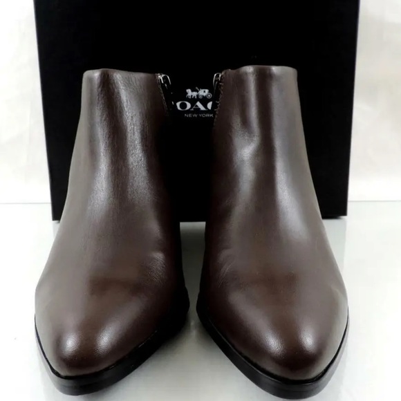Coach Women's Montana Brown Saddle Soft Vegan Leather Ankle Boots Size8 Booties - Picture 4 of 7